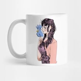 Girl With Blue Bird Mug